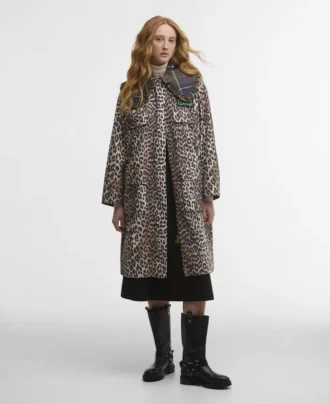 Barbour x GANNI Αδιάβροχο μπουφάν με λεοπάρ μοτίβο