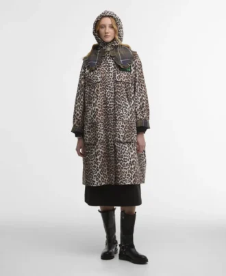 Barbour x GANNI Αδιάβροχο μπουφάν με λεοπάρ μοτίβο